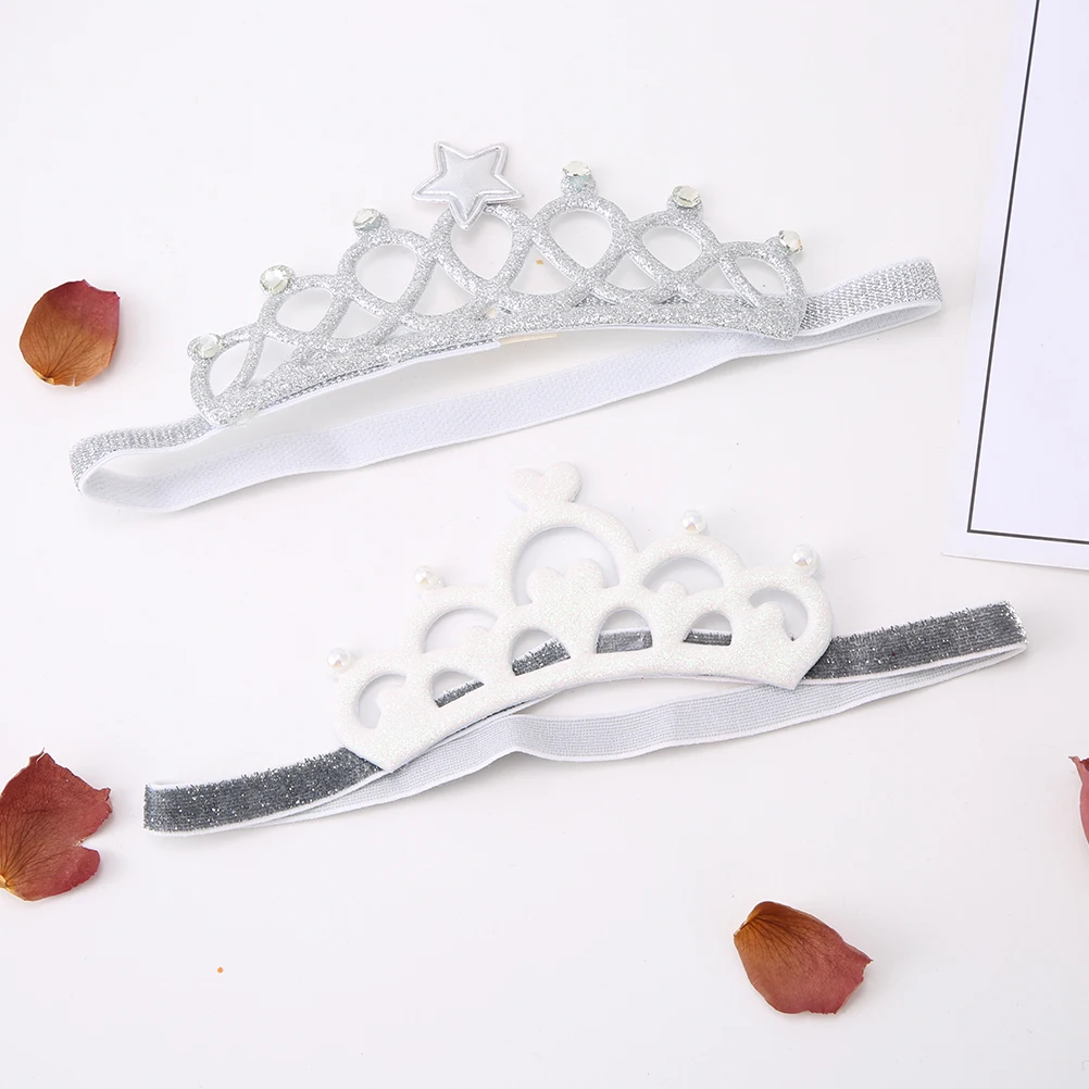 2PCS D M MISM, Новое поступление, цветная блестящая корона, повязка на голову для новорожденных девочек эластичный ободок для волос, тиара принцессы, тюрбан, Детские аксессуары для волос - Цвет: 2PCS D