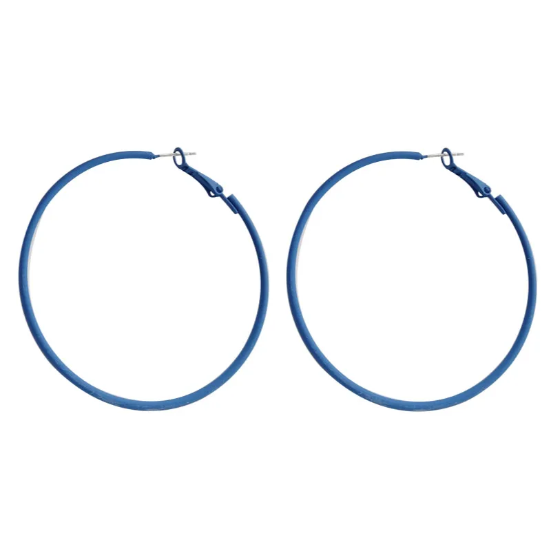 

S925 needle Fashion Hoop Earrings Popular Design Thin Wire Round Metal With Coating Blue Earrings For Women Jewelry Girl Gifts