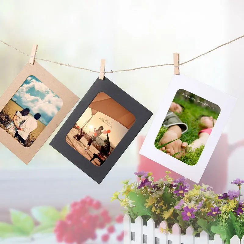 10 шт./компл. комбинированный бумажный фотоальбом с зажимами DIY Крафт-Бумага рамки