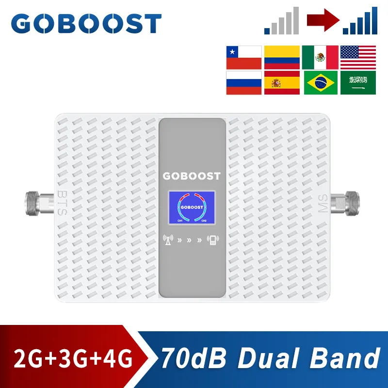Усилитель сотовой связи GOBOOST 2G 3G 4G CDMA 850 шт. 1900 DCS 1800 AWS 1700 двухдиапазонный усилитель