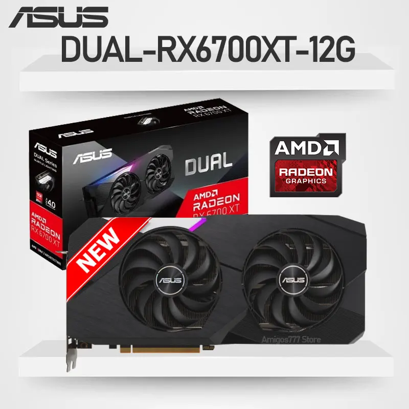 

ASUS Raphic Card DUAL-RX6700XT-12G GDDR6 GAMING Graphics Cards AMD Radeon RX 6700 XT 192bit PCIe 4.0 Miner GPU MINING Video Card
