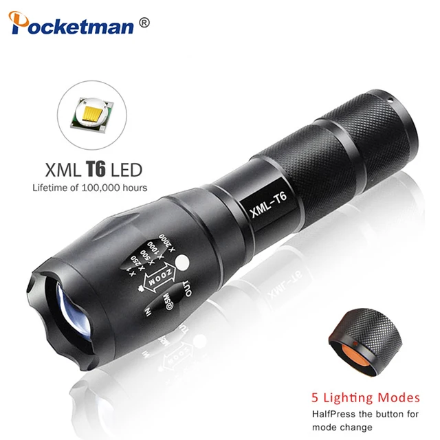 

led taschenlampe 7200LM 5-Mode linterna XM-L T6 LED Flashlight Zoomable Focus Torche zaklamp hand Light by 18650 or 3*AAA