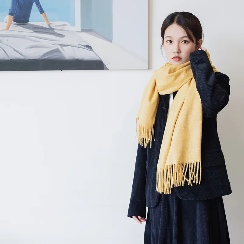Cashmere Scarf Women Winter Solid Long Pashmina Shawl Female Soft Warm High Quality Large Bandana Blanket Blue,Orange,Khaki