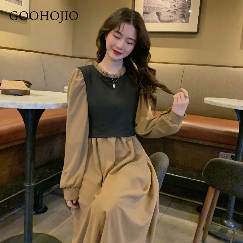 

GOOHOJIO 2021 New Spring and Autumn Long Sleeve Chic Dress Women Fashionable Retro Women Dresses Temperament Dresses for Women