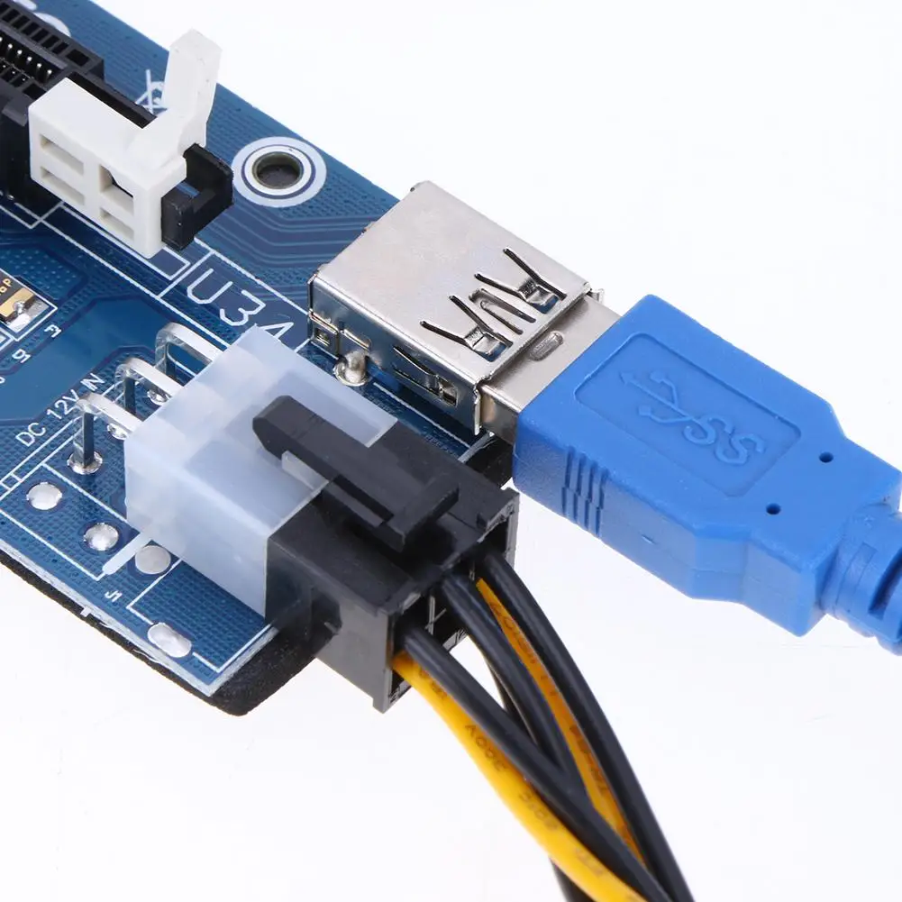 SATA PCI-E 1X to 16X Bitcoin Extender Raiser Card 15Needle 6Pin Power Line DC-DC PCI USB3.0 Cable BTC Mining Riser | Компьютеры и офис