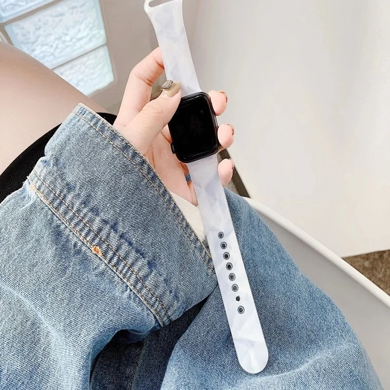 Ремешок мраморный для Apple Watch Band Series 4 6 SE 5 3 2 1 браслет Iwatch 38 40 42 44 мм аксессуары