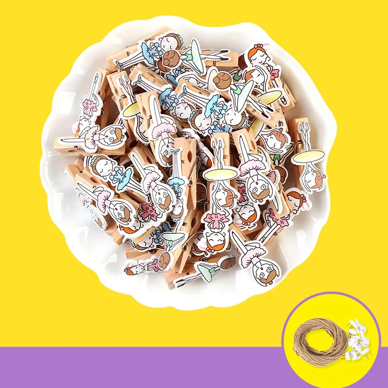 

50PCS Cute Star Wooden Clips Colorful Photo Clips Clothespin Clips DIY Craft For Christmas Party Wedding Home Decoration