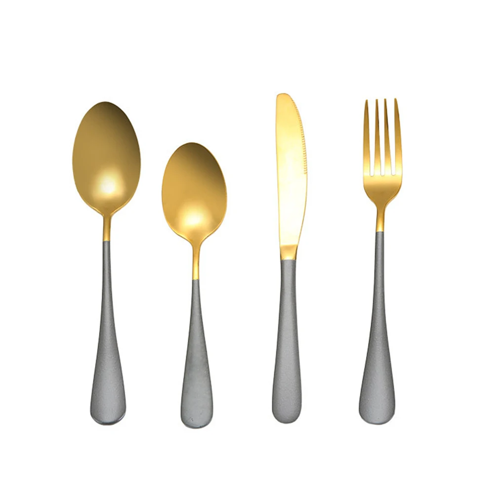 Набор Европейской посуды многоразовые Сталь столовые приборы с металлическая