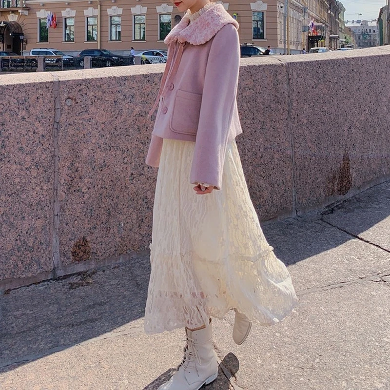 

HStar Women Autumn Winter Elegant Dress Vintage Lace Mesh Female Long Maxi Dress Casual Lady Party Dress Vestidos