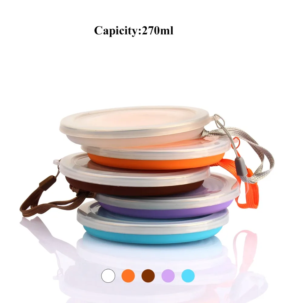 

270ML Portable Outdoor Travel Cup With Lid Silicone Retractable Collapsible Water Cup Folding Tumblerful Coffee Drinking Cups