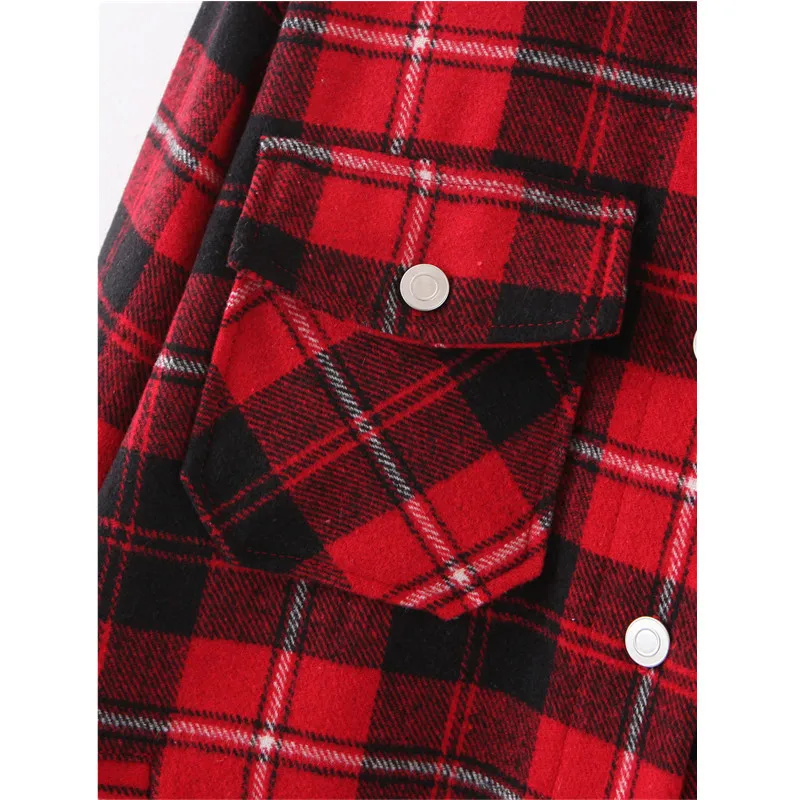 

Autumn winter green plaid jacket and coat Fashion button long sleeve coat casual office warm outwear oversized ladies jackets