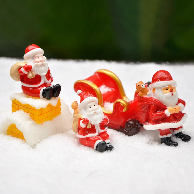 BAIUFOR Рождественский миниатюрный Санта Клаус сани олень подарок поезд фотосад