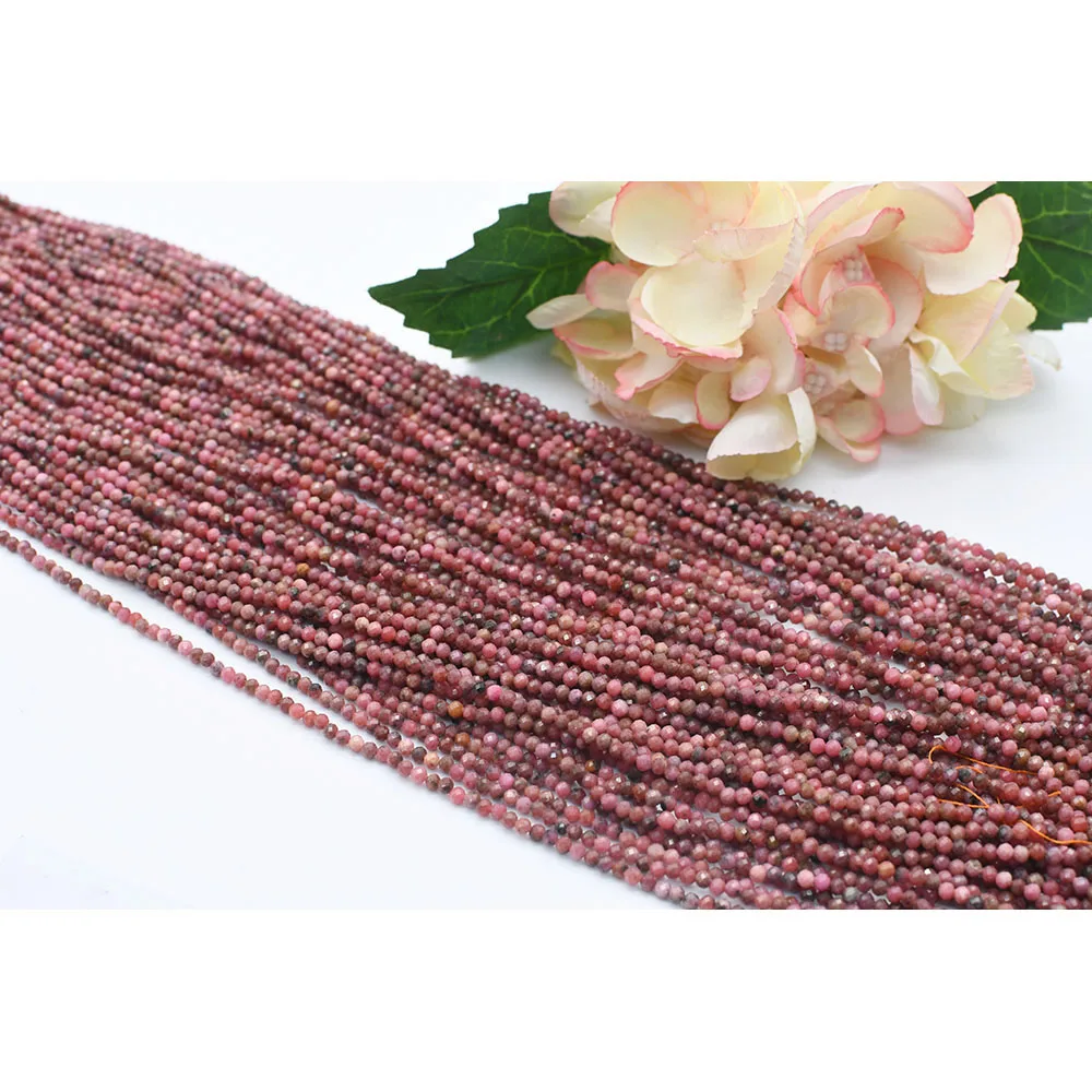 

2 strands 2mm Natural Faceted Ruby Round stone beads For DIY Bracelet Necklace Jewelry Making Strand 15"