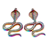 10pcs alloy snake charms pendant accessories rainbow for jewelry making earring necklace metal bulk wholesale