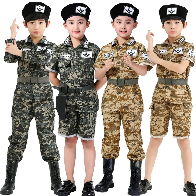 Korea Army Military Camouflage Uniform For Kids Boy Girl Summer Outdoor Uniform For Summer Combat Tactical Short Long Sleeve
