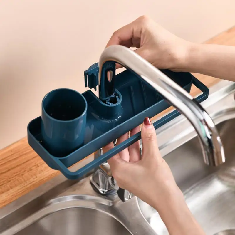 Органайзер для хранения кухонной раковины смеситель полка губки мыльница ткань