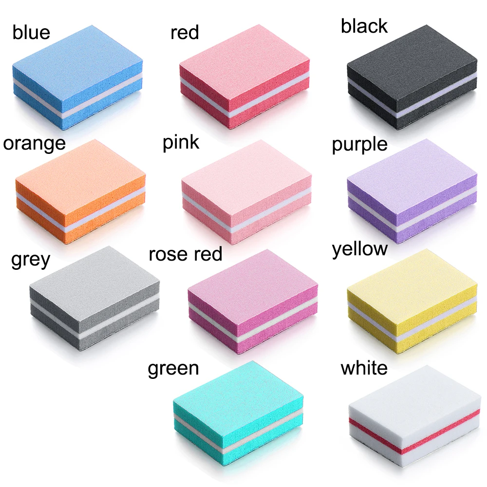 Двусторонняя мини пилка для ногтей 20 шт. красочная губка шлифовальный буфер