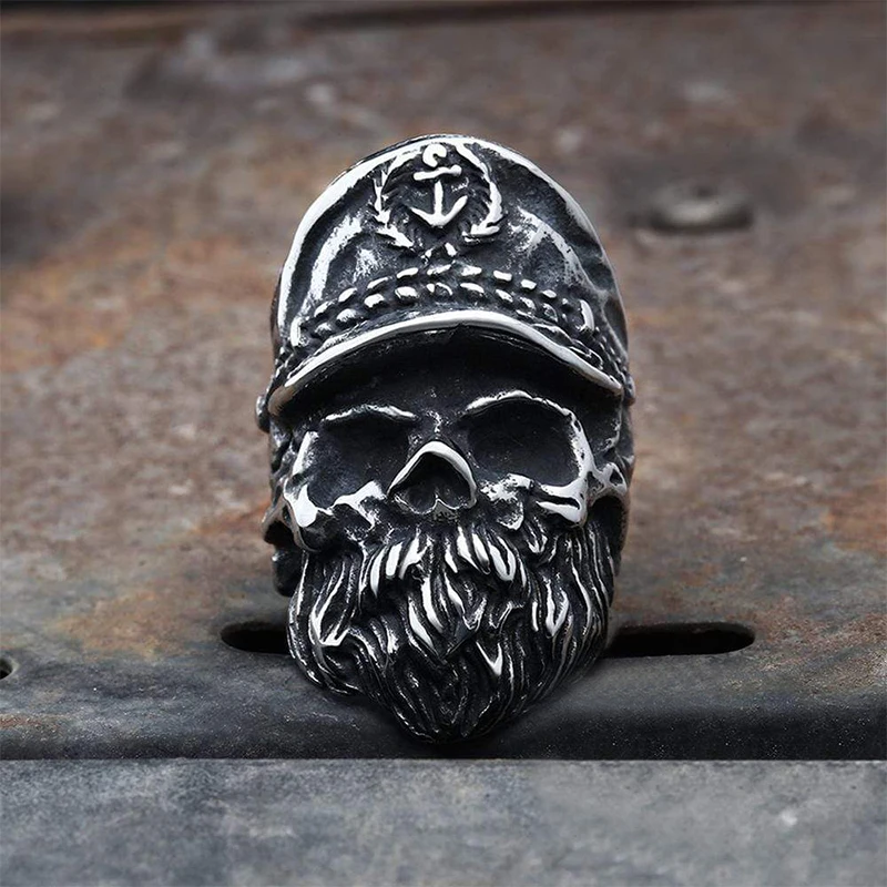 

Retro Viking Skull Police Punk Rock Hip Hop Trend Men's Ring Boy Birthday Holiday Gift Party Jewelry Wholesale