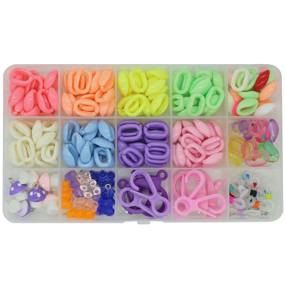 

Potosala 15 Grid Multicolor Acrylic Twist Oval Open Ring Beads Connector Link Chain Box For Bracelet Necklace DIY Jewelry Making