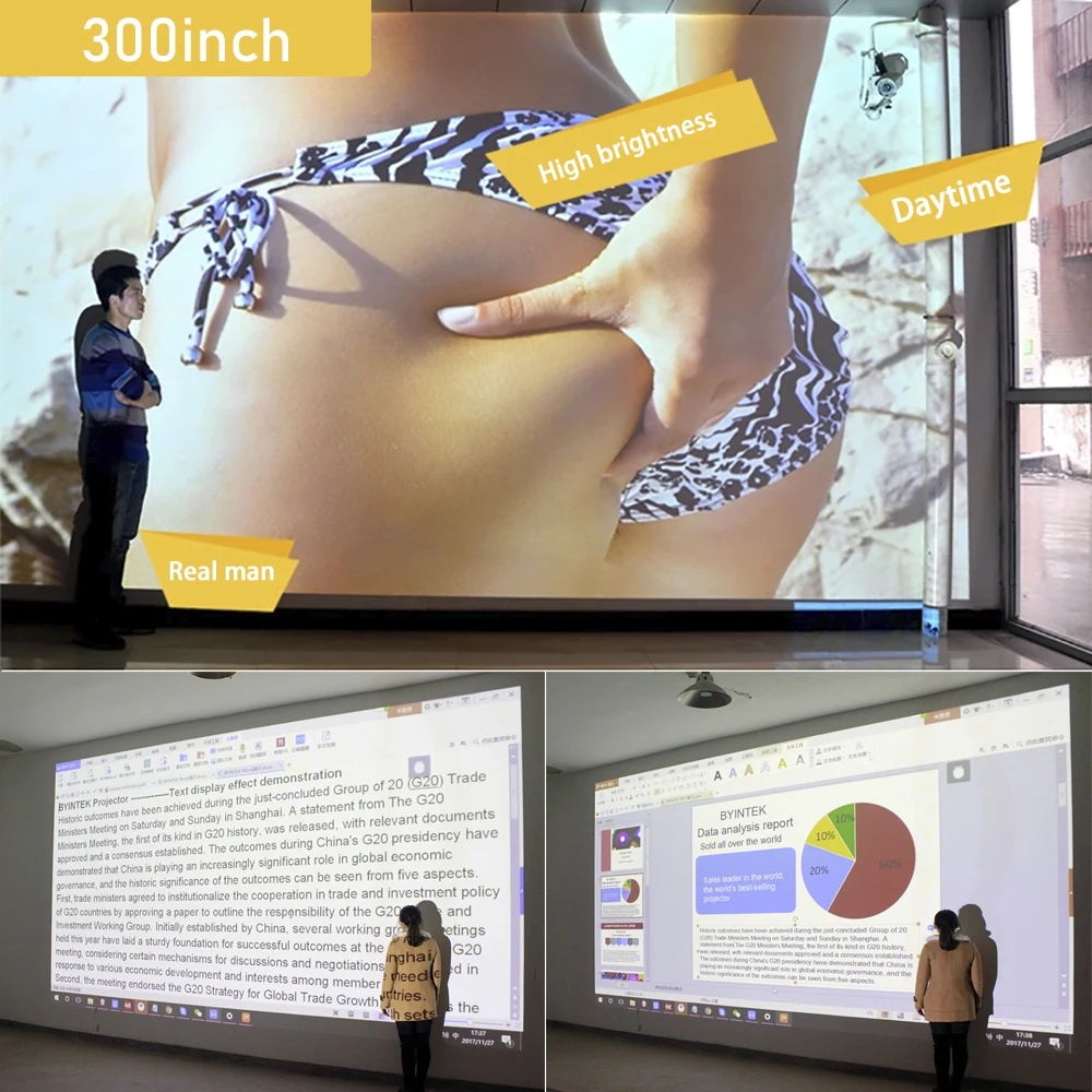 

BYINTEK K400 3LCD 300inch High Brightness Full HD 1080P 4K Video Projector for Cinema Education Meeting Advertise