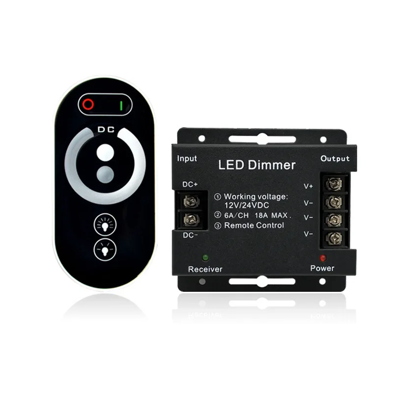 

Single Color RF LED Controller 6A/CH 3Channel Full Touch Remote Controller For LED Strip Lights DC 12-24V