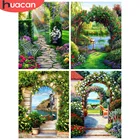 Алмазная живопись HUACAN для творчества, садовая 5D мозаика, картины из страз, алмазная вышивка, дверь, пейзаж, настенное искусство, Набор для творчества