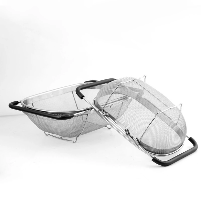 

Stainless Steel Strainer Mesh Retractable Micro-Perforated Colander Washing Rinsing For Vegetables Dishwasher Fruits