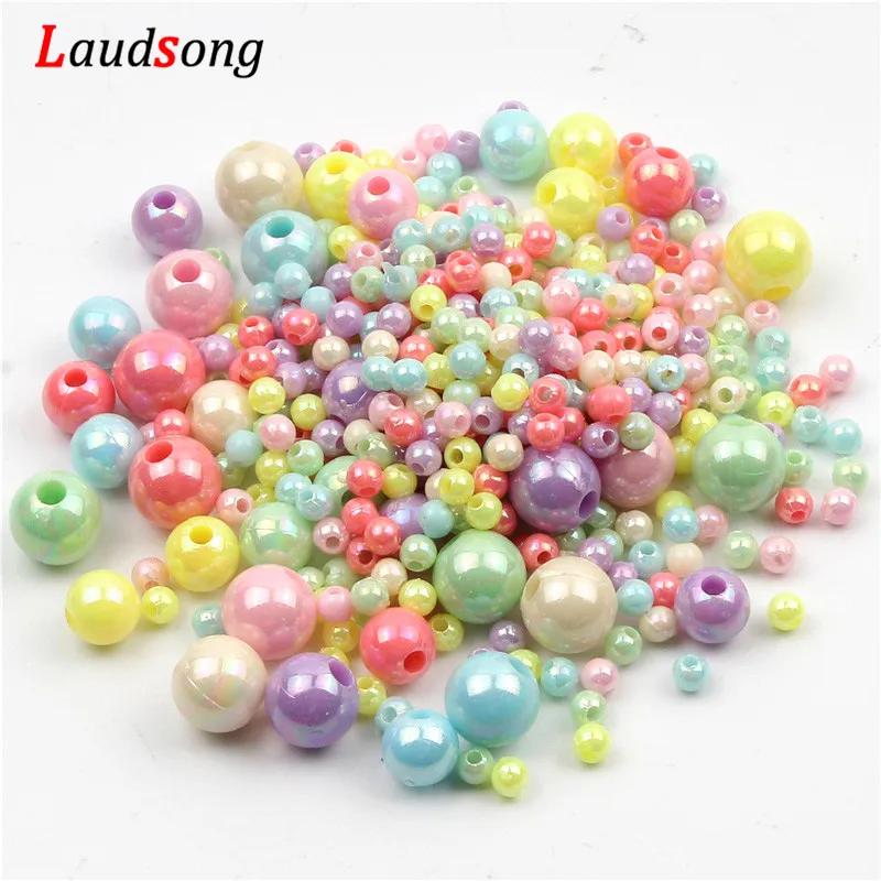 

4/6/8/10mm Candy Color Acrylic Round Beads Loose Spacer Beads For Jewelry Making Diy Necklace Bracelet Accessories