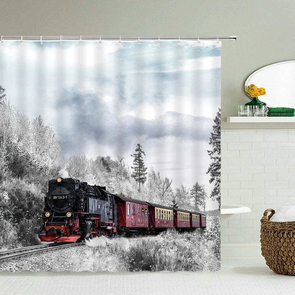 

Forest Scenery Bath Curtains Waterproof Shower Curtains Polyester Trees Bath Screen Printed Curtain for Bathroom Home Decor
