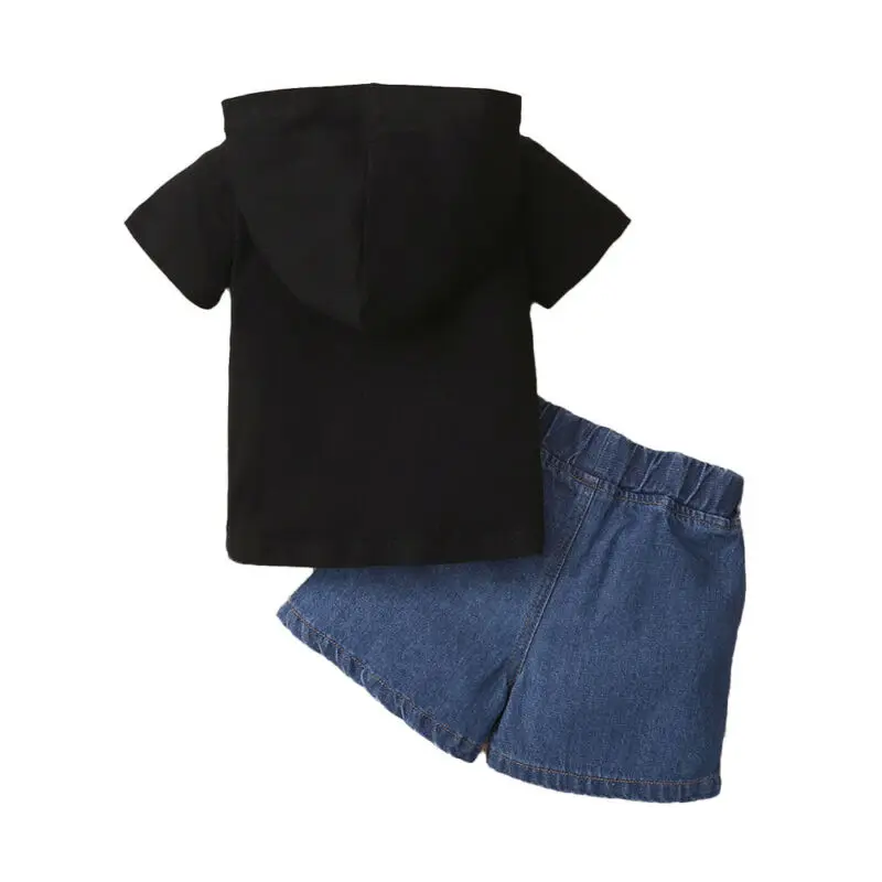 

Baby Boys Kids Summer Casual Hooded T-Shirt Tops + Shorts Pants Sets Outfits UK