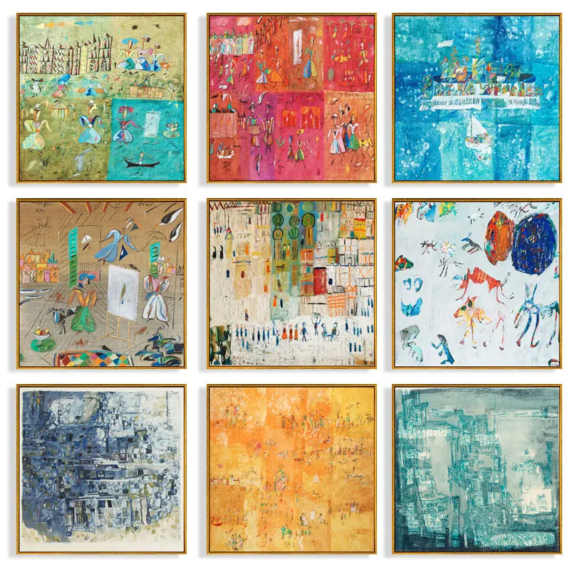 Винтажная Скандинавская абстрактная фигурка любовь Картина на холсте стена