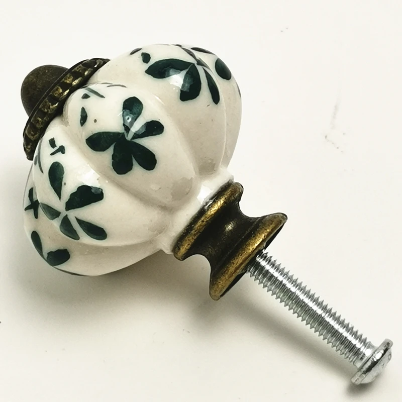 5pcs ceramic pumpkins knobs kitchen cupboard cabinet wardrobe drawer handle dresser door pulls with screw furniture free global shipping