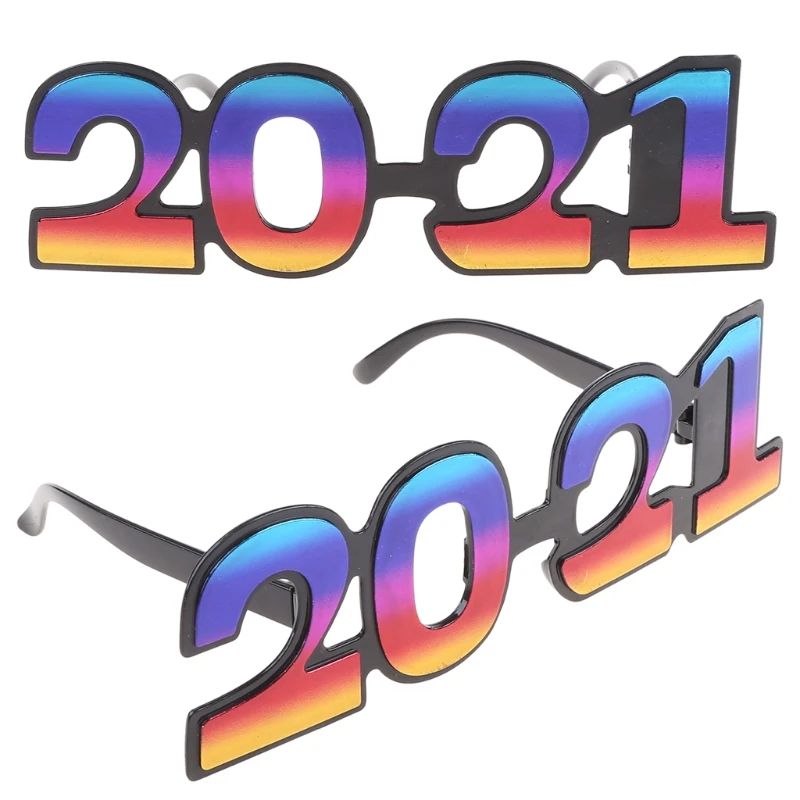 

Y166 2021 Number Glitter Multicolor Eyeglasses Novelty New Year Eve Plastic Glasses Frame Celebration Party Favors Eyewear