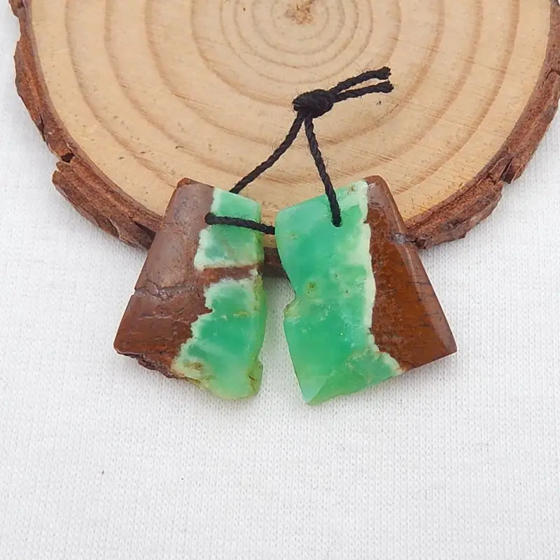 Распродажа 1 пара натуральный камень Chrysoprase серьги из бисера 21x18x4 мм 6 г модные
