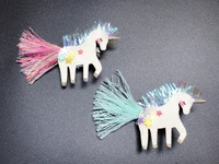 oem customerized boutique 2400pcs fashion glitter star unicorn hairpins tassels horse hair clips princess girls hair accessories