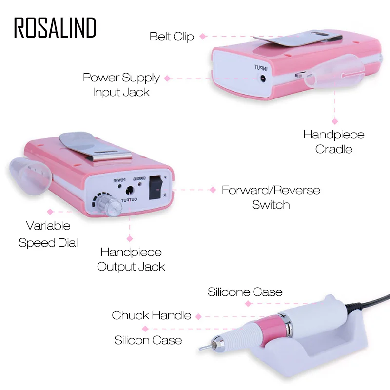 ROSALIND Полировка Ногтей Портативная зарядка шлифовальный станок электрический