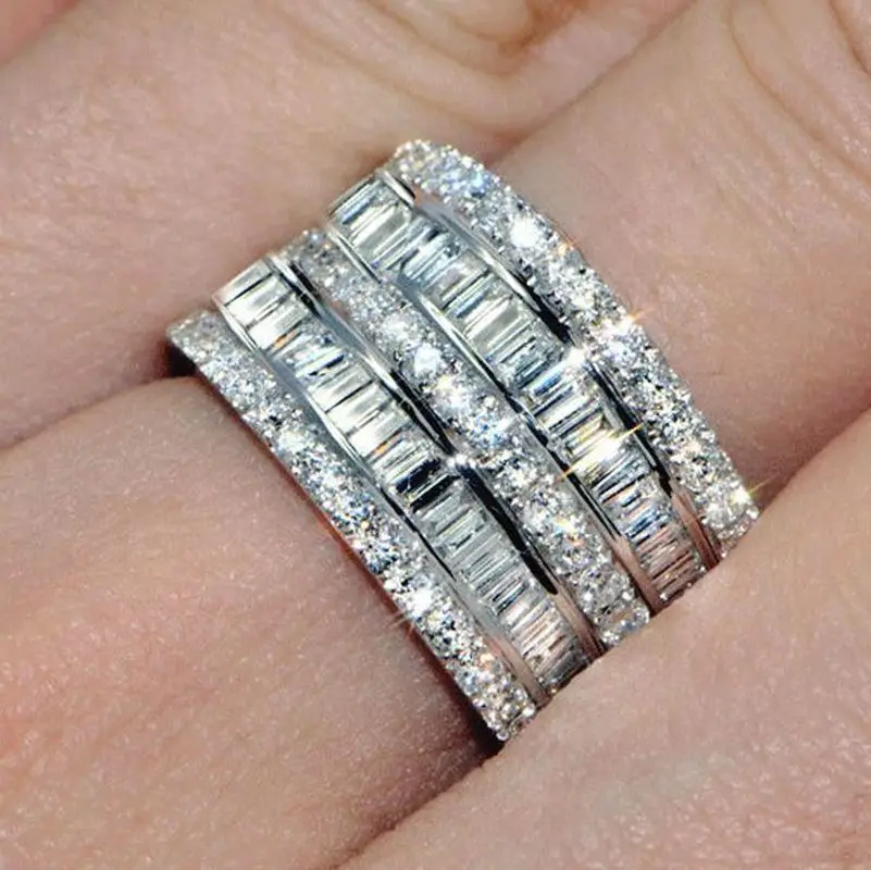 

Hot Sale Anniversary ring Diamond S925 Sterling Silver Color Band Rings for Women Wedding Engagement Rings Fashion Jewelry
