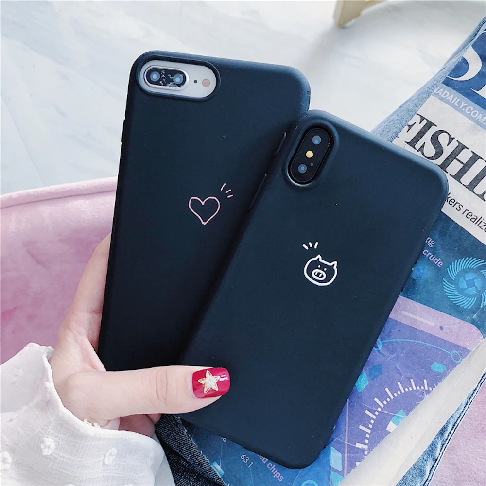 Новый мягкий чехол с милым сердечком и Свинкой для iPhone 11 11Pro 11ProMax X Xs XR XsMax 8Plus 8 7Plus 7 6