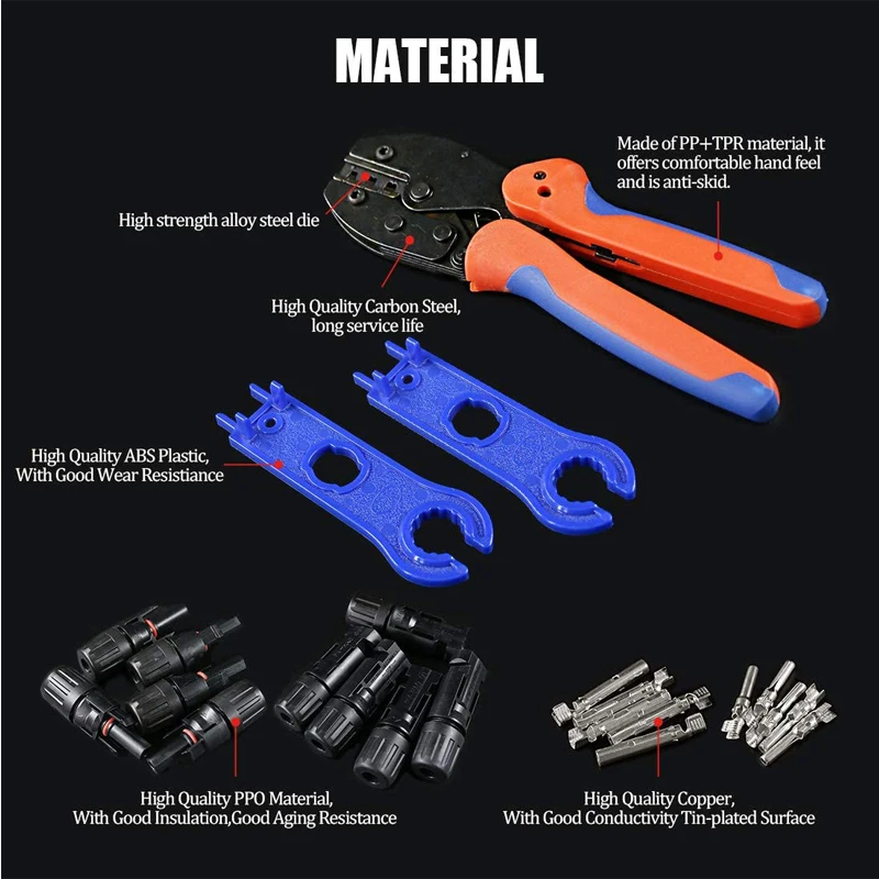 Solar photovoltaic PV cable clamp MC 4 connector wire terminal pressing LY-2546B stripping tool kit | Инструменты