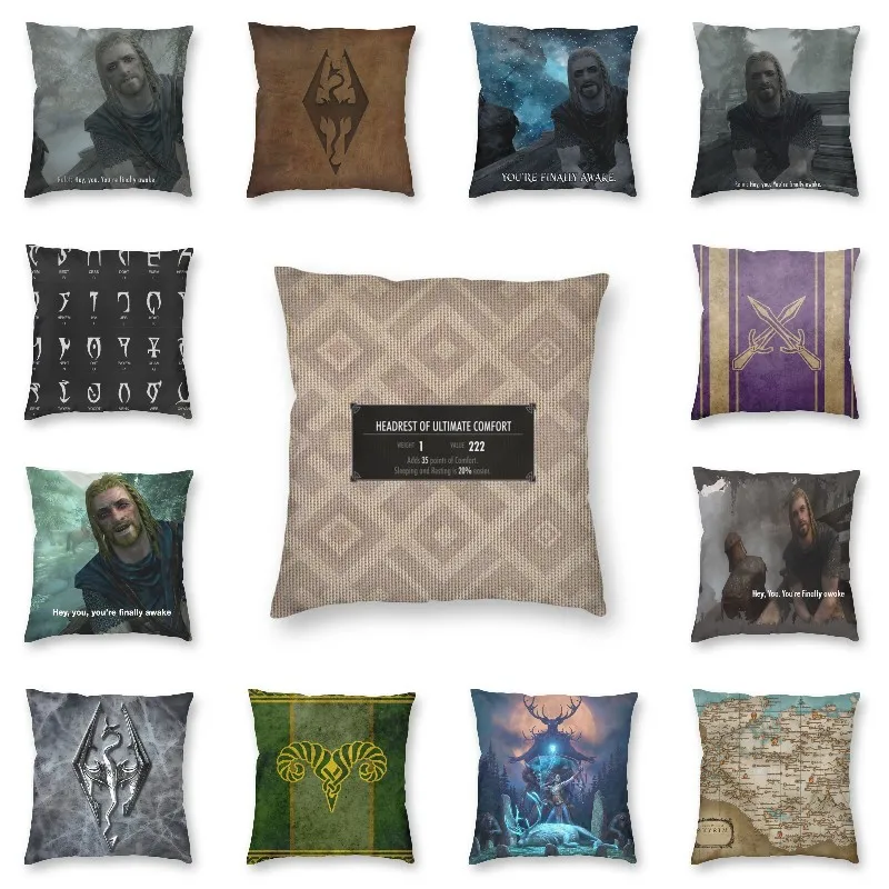 

Skyrim Game Cushion Cover Double Side 3D Print Elder Scrolls Dragonborn Floor Pillow Case for Sofa Custom Pillowcase Home Decor