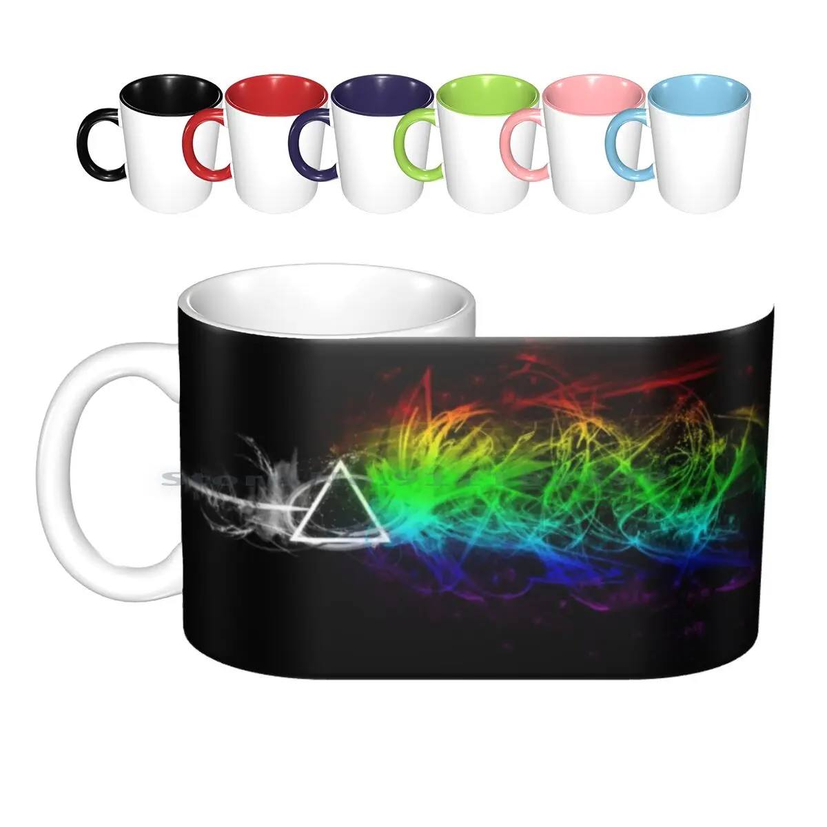 

- The Ceramic Mugs Coffee Cups Milk Tea Mug The Moon Prism Colors Explosion Color Explosion Blue Red White Black Light Blue