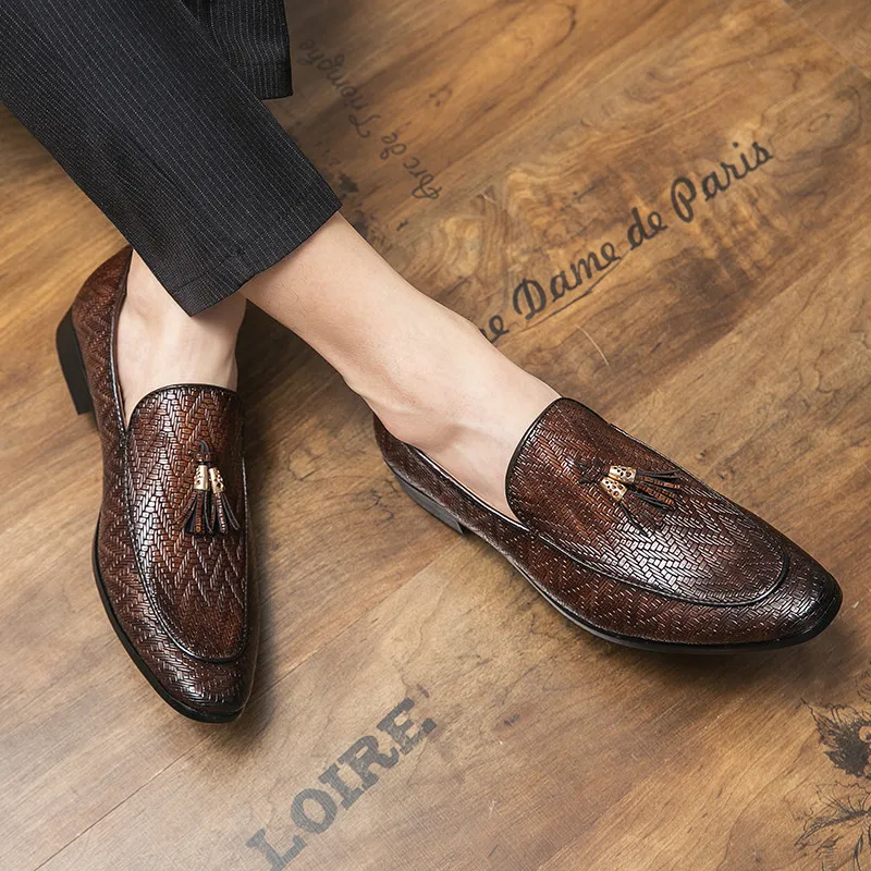 

Personality Designer Men's Shoes Brand Casual Leather Oxford Formal Tassel Non-slip Luxurious High Quality Men Party Gentleman