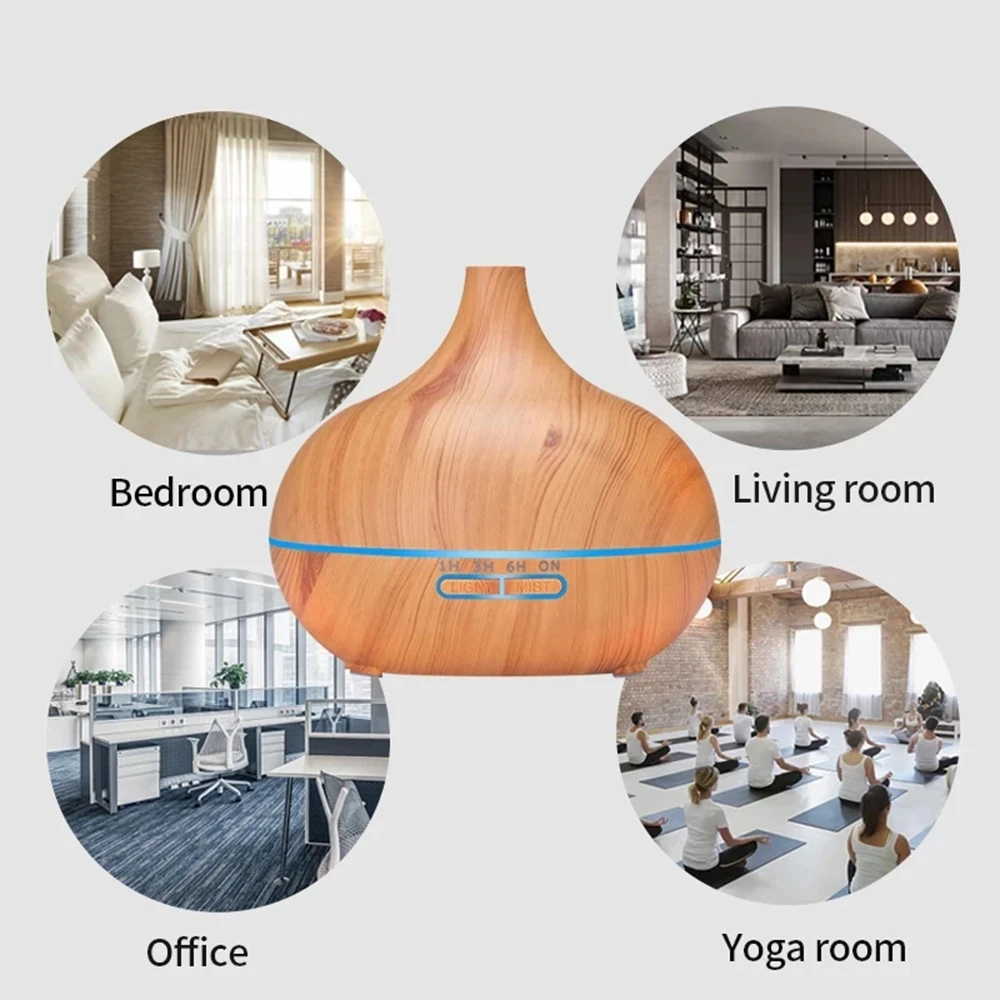 Aroma Essential Oil Large amount Diffuser Ultrasonic Air Humidifier with Wood Grain LED Lights for Office Home | Бытовая техника