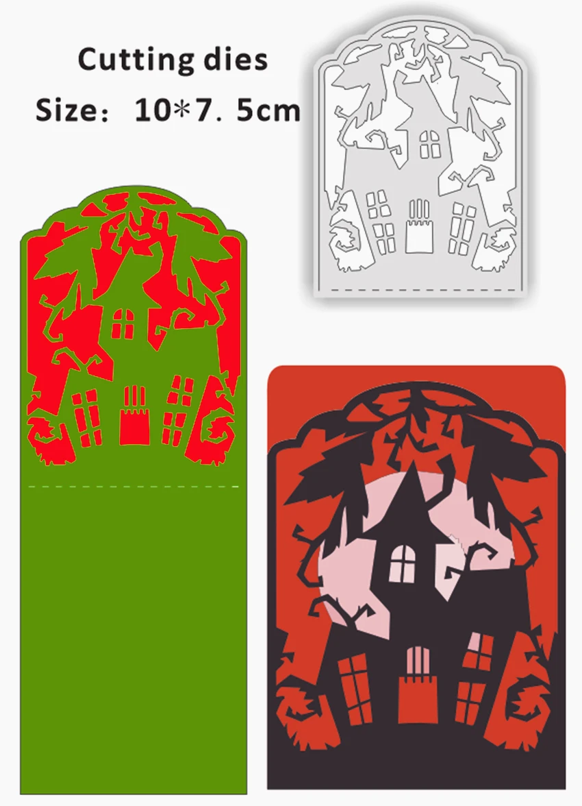 PANFELOU haunted hous 10x7.5cm Scrapbooking DIY Halloween Embossing mould card paper die stencils punch Metal cut dies cutting | Дом и сад