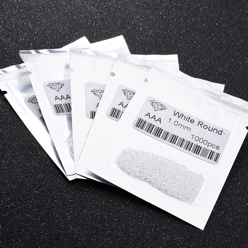 

1000pcs/lot 1mm-2mm Colorless Round Cutted Zircon Hot DIY Loose Simulated Diamonds Jewelry Findings Gemstones for Jewelry Making