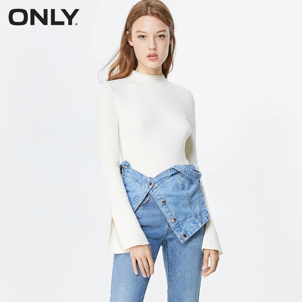 Только для женщин Slim Fit Однотонная одежда базовый вязаный | 119324567 - Цвет: PRISTINE