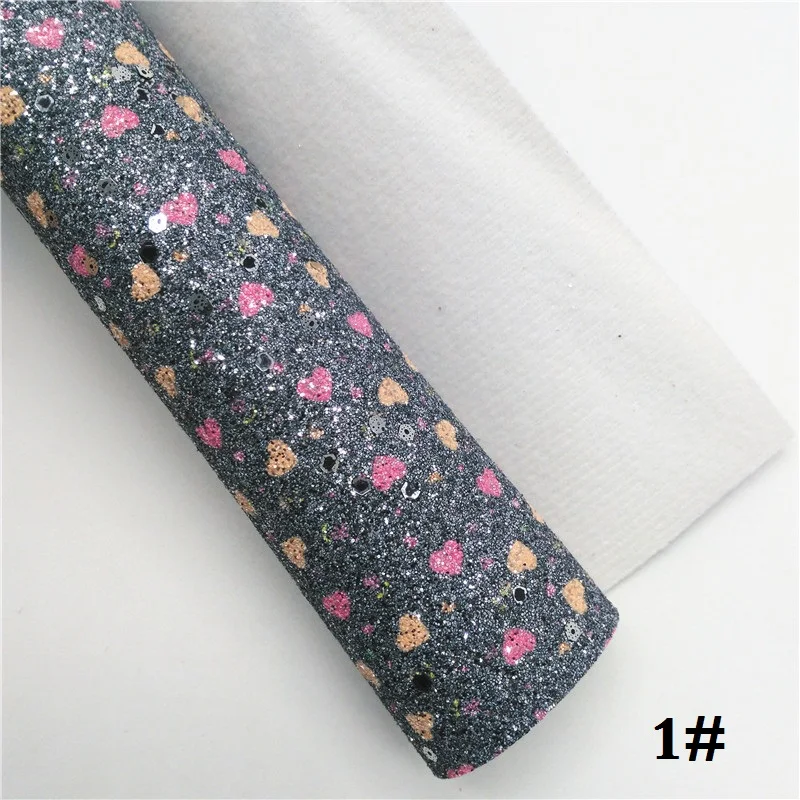 1 Glitterwishcome 21X29 см А4 Размер синтетическая кожа, сердца блеск с принтом кожа, искусственная из искусственной кожи Ткань Винил для бантов, GM601A - Цвет: 1