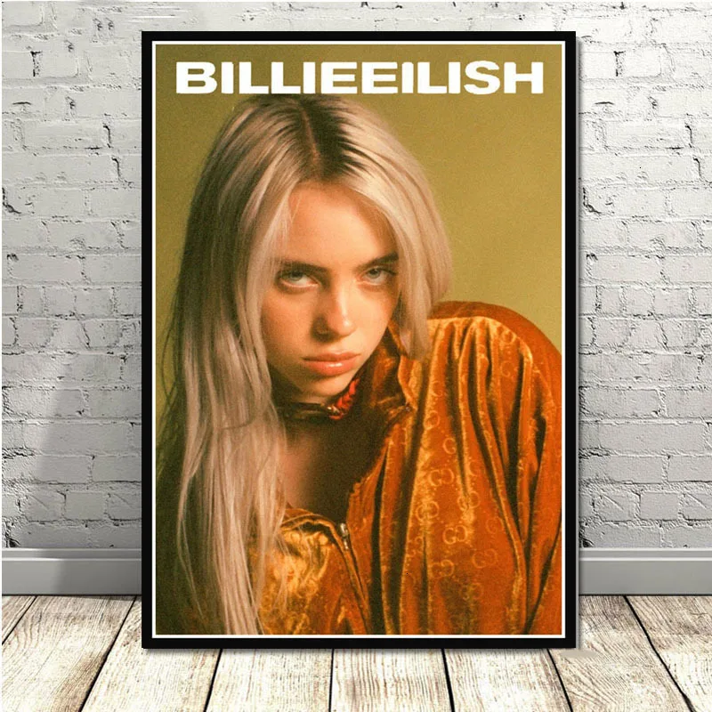 Горячая Billie Eilish музыкальная певица поп-звезда плакаты и принты картины на стене холст живопись декоративная домашний декор Куадрос - Цвет: 16