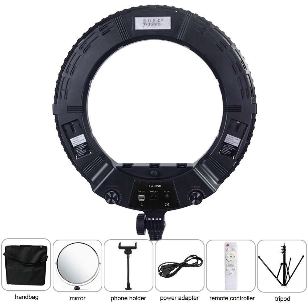 

Yidoblo Cold Light LX-480SII 48W Ring Light Kit LED Ring Lamp SMD LEDS Video Light Lamp Makeup Lighting + Stand (2M)+ Bag