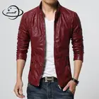 Мужская куртка из искусственной кожи, весенне-осеннее Мужское пальто, одежда со стоячим воротником на молнии из искусственной кожи размера плюс, тонкая мужская верхняя одежда H120